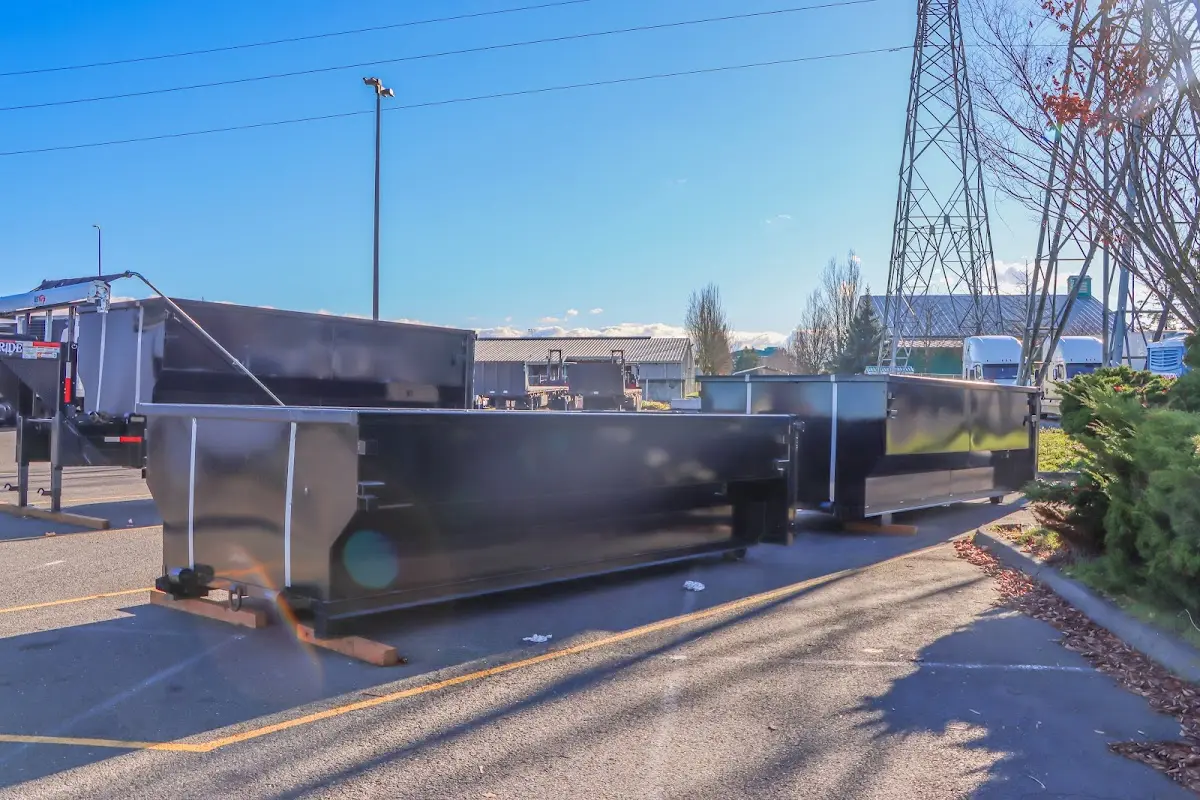 Roll-off dumpster ready for waste disposal at job site for Cleanout Dumpster Rental in South Barrington